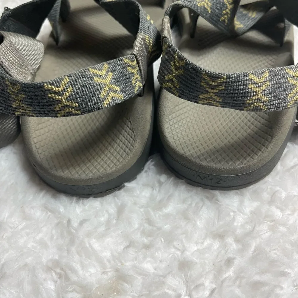 Men Chaco gray and khaki ZCloud straps sandals size 12